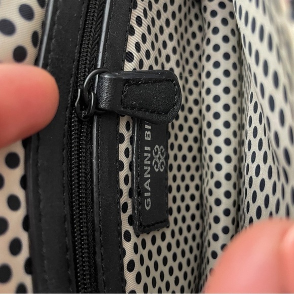 Gianni Binni black studded crossbody/ clutch purse with polka dot interior - Picture 13 of 13